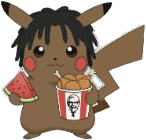 $KFCHU mascot: a dreadlocked Pikachu holding a bucket of fried chicken